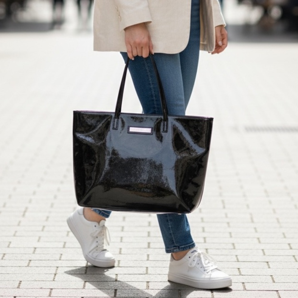 Calvin Klein Classic Black Patent Leather Tote